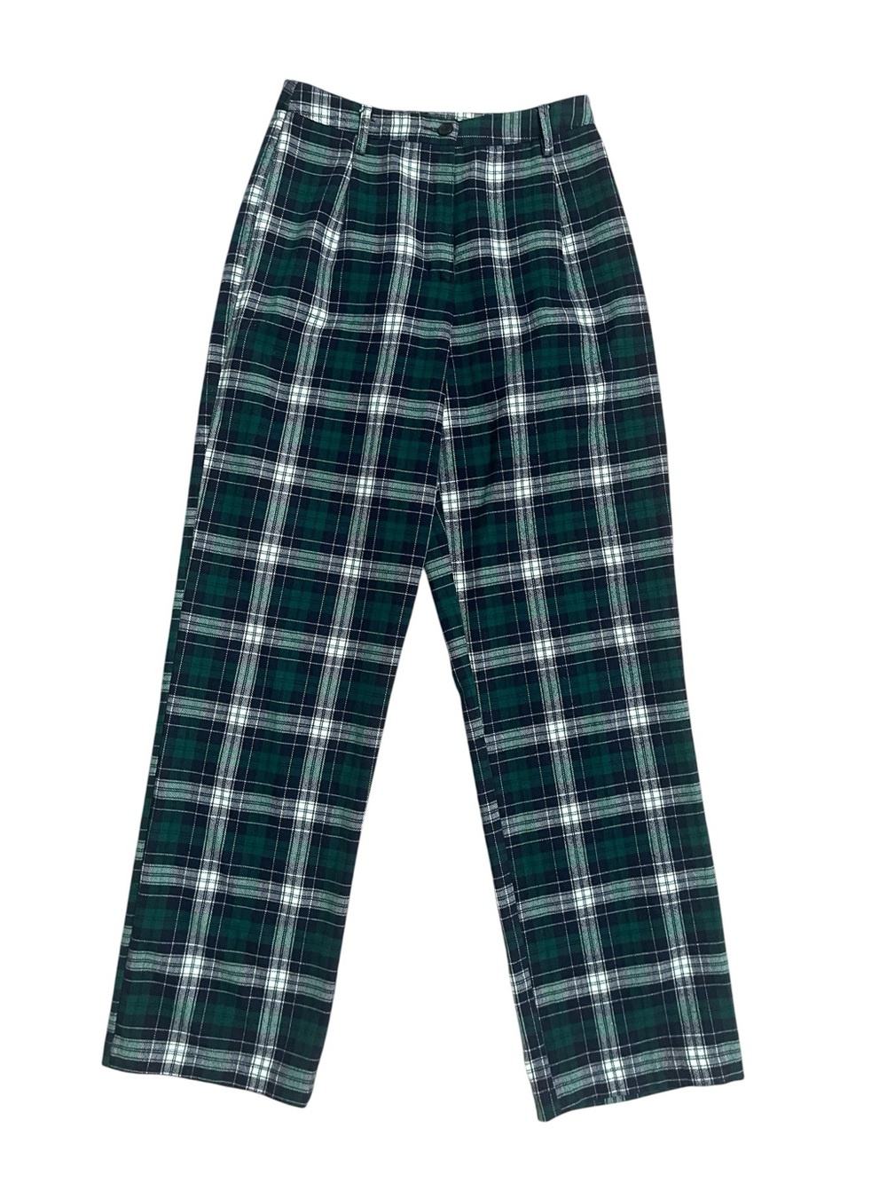 High-Waist Green Plaid Wide-Leg Trousers John galt urban outfitters size 26